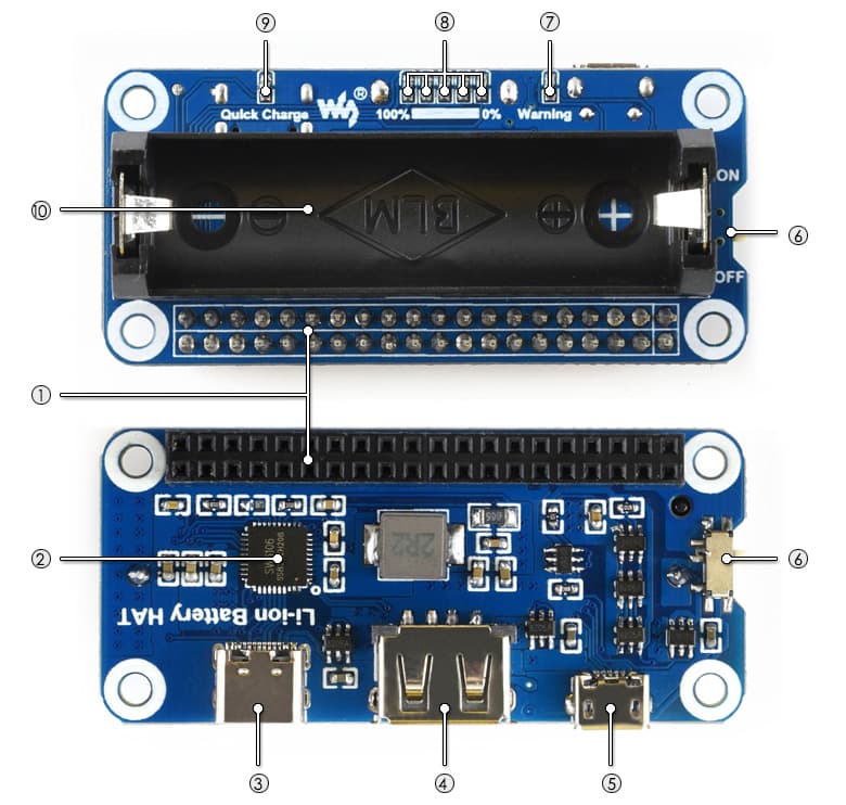 Li-ion Batarya HAT Raspberry Pi Uyumlu