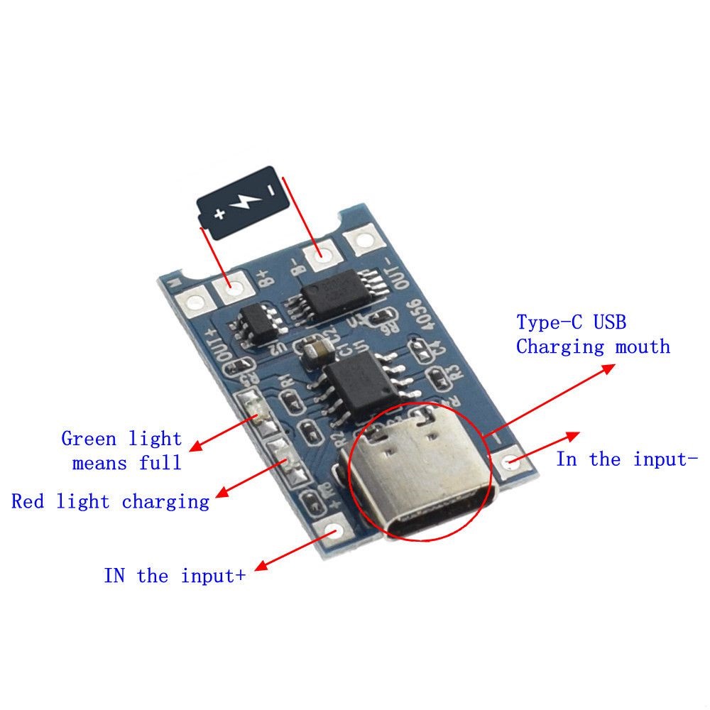 TZT-5V-1A-tip-c-USB-18650-Lityum-Pil-arj bağlantıları