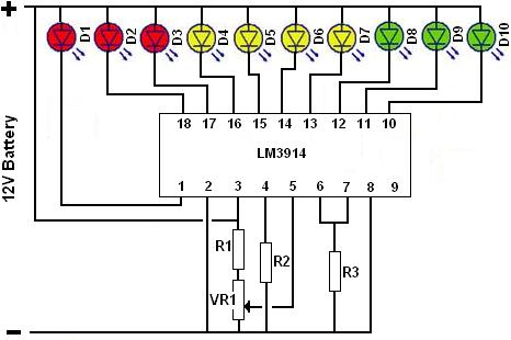 lm3914 - dip18 entegre örnek kullanım