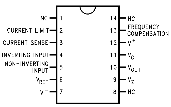 lm723 - dip14 entegre pin dizilimi