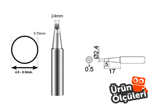 Bakon 900 M-T-2.4D Lehimleme Havya Ucu Ölçüleri