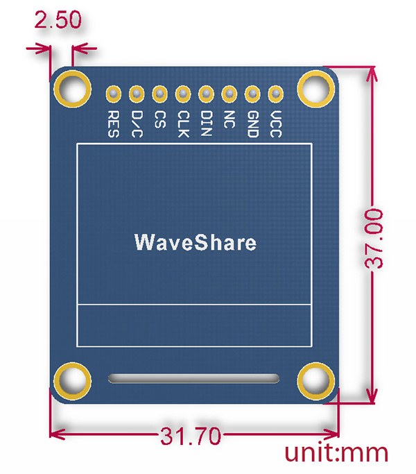 0.95 inch rgb oled ekran boyutları