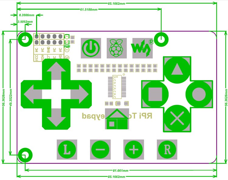 raspberry pi dokunmatik tuş takımı boyutları