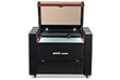 Aeon Nova10 S 一家乱入  Professional CO2 Laser Cutter and Engraver front overhead view with lid open