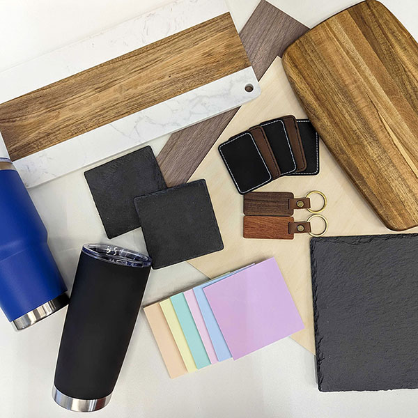 collage of different laserable materials included in the Material Bundle